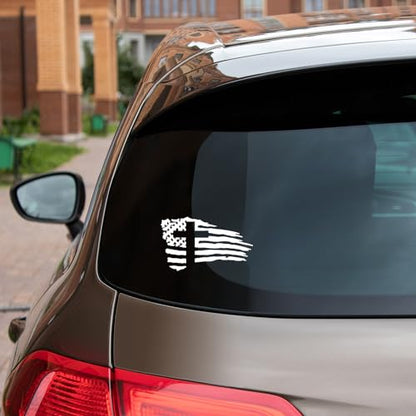 GRITKULTURE American Flag with Cross Vinyl Decal Sticker for US Christian Cars, Trucks, Laptops, Jesus Christ, Window Decal Sticker Police Thin Blue Line (White) - color: White