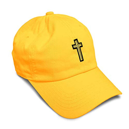 Soft Baseball Hat Embroidered Dad Hat Chaplain Cross Jesus God Christian Faith Men & Ladies Baseball Cap - color: Golden Yellow Design Only