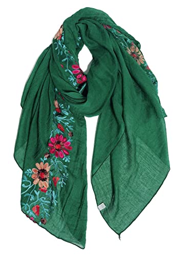 GERINLY Fashion Scarves for Women Lightweight Lace Printed Scarf Shawl Wrap - color: N-green