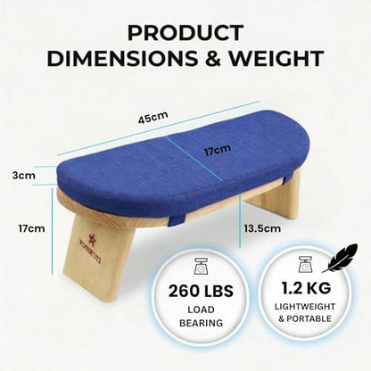 Folding Meditation Bench | Removable Cushion, Wooden Seiza Kneeling Stool, Ergonomic Meditation Seat, for Home & Yoga Studio, Comfortable Posture (Blue) - color: Blue