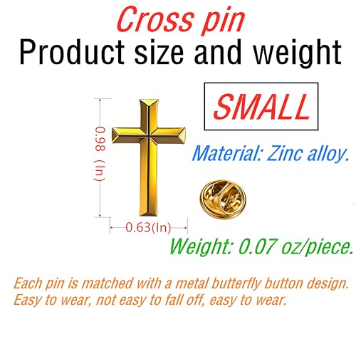 25/50/100 pieces small metal Gold-plated color Religious Christian Cross brooch pin enamel Chaplain Cross lapel pins funeral Church prayer bulk