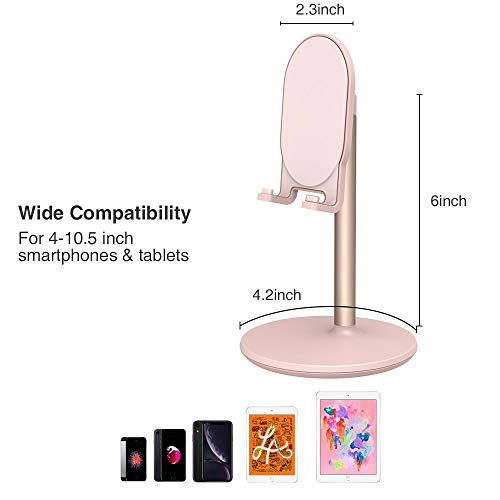 Bright Stone Phone Stand for Desk, Adjustable Cell Phone Holder for Desk, Compatible with 4"-12.9" Phones/Tablet/iPhone/iPad/Switch (Pink) - color: Pink