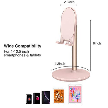 Bright Stone Phone Stand for Desk, Adjustable Cell Phone Holder for Desk, Compatible with 4"-12.9" Phones/Tablet/iPhone/iPad/Switch (Pink) - color: Pink