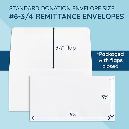 Blue Summit Supplies 500#6 3/4 Remittance Envelopes, Gummed, White
