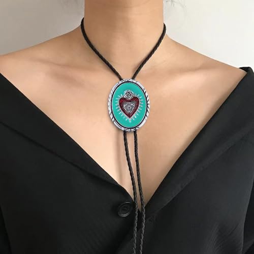 GelConnie Bolo Tie for Women Heart Cowboy Necktie Flower Gothic Mens Bolo Ties Bolero Necklace Red Western Ties for Men - color: Blue Heart Bolo Tie