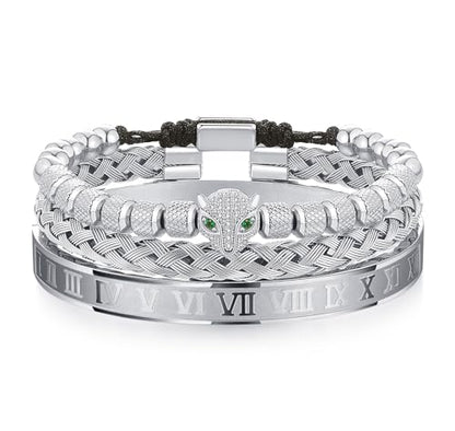 WFYOU Stainless Steel Bracelets for Men Gold Cuff Bracelet Birthday Gifts - color: Silver 2