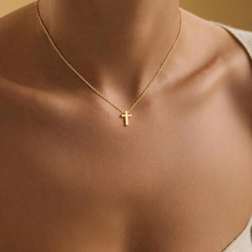 Gold Cross Necklace for Women, Dainty Small Cross Pendant - color: Necklace01