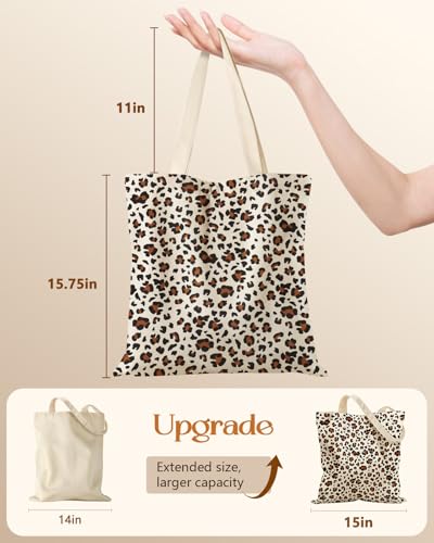 Miss Adola Canvas Tote Bag with Zipper for Women - color: Leopard Print