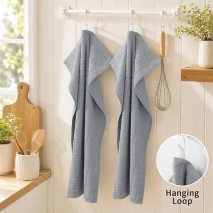 Kitinjoy Premium Cotton Check Kitchen Towels 8 Pack, 16" x 28", Light Grey - color: Light Grey, size: 16" x 28" - 8 Pack