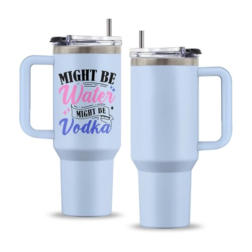 Might Be 40oz Tumbler, with Handle & Straw, Stainless Steel Cup - color: Might Be