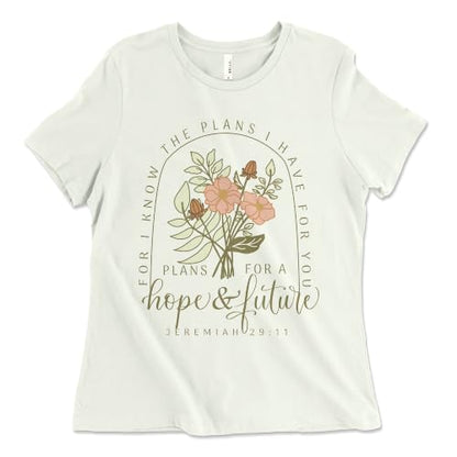 Christian Shirts for Women, Bible Verse Scripture, Jesus Faith Graphic Tee - color: Jeremiah 29:11 - Citron, size: Small