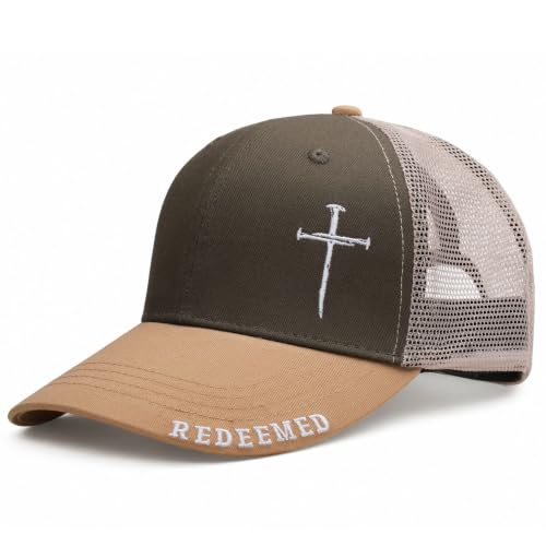 Christian Jesus Cross Hat for Men Women - Faith 3 Nail Cross Hats - Religious Gifts for Thanksgiving Christmas, Medium - color: Grey Green, size: Medium