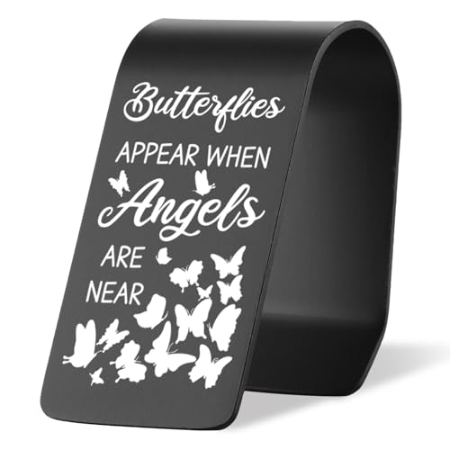 Vivopisew Angel Message Car Visor Clip, Engraved Stainless Steel Butterflies Appear When Angels Are Near, Spiritual Encouragement Gift, Angel Guardian Safe Driving Gifts for Family Friend VAA353 - color: Black-butterflies Appear When Angels Are Near