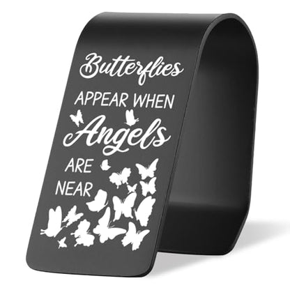 Vivopisew Angel Message Car Visor Clip, Engraved Stainless Steel Butterflies Appear When Angels Are Near, Spiritual Encouragement Gift, Angel Guardian Safe Driving Gifts for Family Friend VAA353 - color: Black-butterflies Appear When Angels Are Near