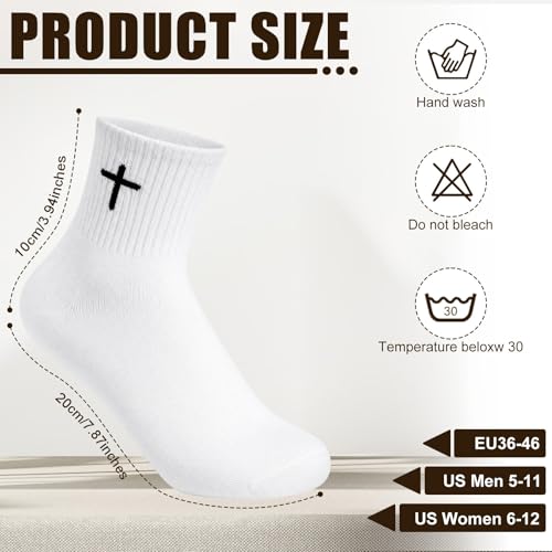 Skicuff 6/9 Pairs Christian Cross Socks Prayer Crew Stockings - color: White