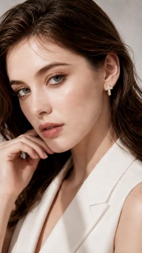 FAN&LOUIS 24K Gold Plated Cross Clip On Earrings for Women, Small Hoop Huggie Trendy Hypoallergenic Lightweight Cross Hoop Clip-On Earrings for Non-Pierced Ears