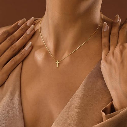 VIROMY Gold Cross Necklace for Women - Dainty Diamond Cross Pendant Necklaces Non Tarnish Waterproof Necklace Simple Choker Minimalist Jewelry - style: F-Cross-Gold