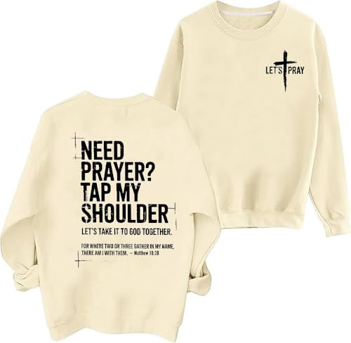 Christian Sweatshirts for Women Jesus Cross Casual Pullover - color: Apricot, size: X-Large
