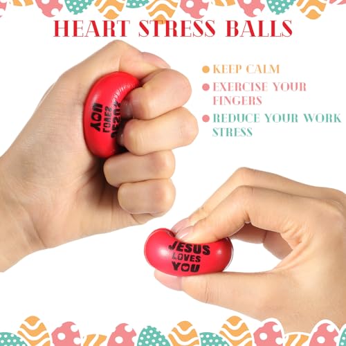 Skylety 48 Pcs Jesus Loves You Heart Balls Bulk, Christian Favors