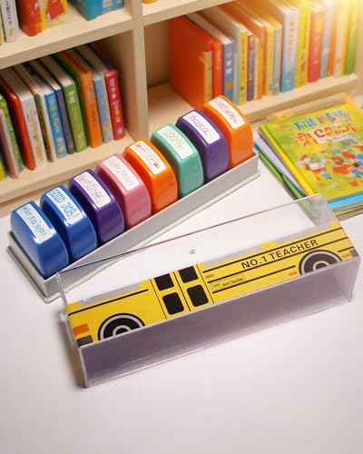 WAFJAMF 8 Pack Teacher Stamps for Grading Self-Inking School Stamp Set