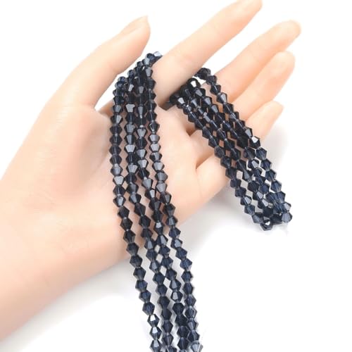 250pcs Czech 6mm (0.24 Inch) Faceted Bicone Crystal Glass Loose Beads Spacer Bulk Dark Sapphire Blue for DIY Craft Jewelry Making CCB620 - color: Dark Sapphire Blue, size: 6mm - 250pcs