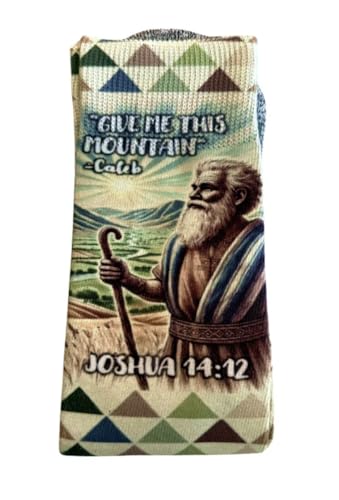 Bible Verse Socks for Men, Christian Scripture Crew Socks, Faith Gift - color: Caleb