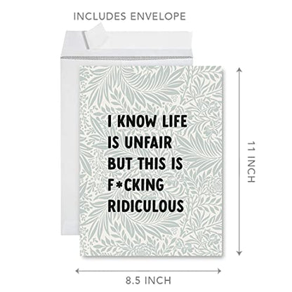 Andaz Press Jumbo Sympathy Card with Envelope, Sorry For Your Loss, Life Is Unfair But This Is F*cking Ridiculous, Pet Loss, Condolences Card with Big Blank Space For Friends Family 8.5" x 11", 1-Pack - color: Life Is Unfair