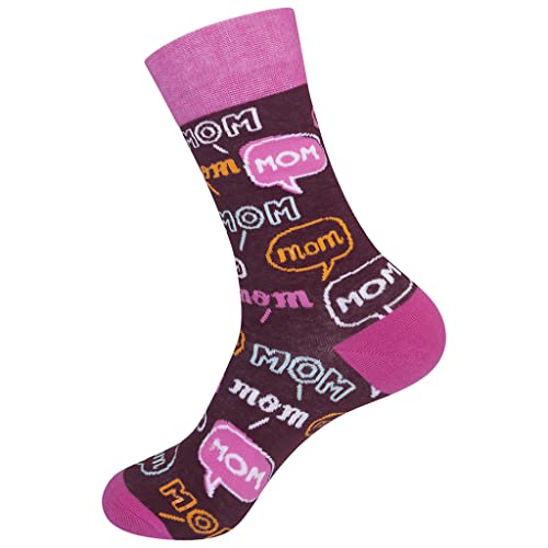 FUNATIC Crazy Socks with Funny Sayings - Novelty Gift for Men, Women, Adult - color: Mom! Mom! Mom!
