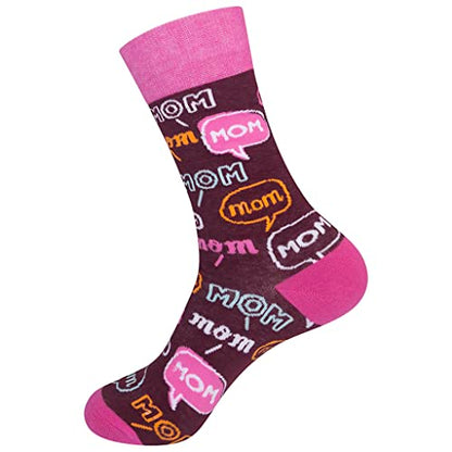 FUNATIC Crazy Socks with Funny Sayings - Novelty Gift for Men, Women, Adult - color: Mom! Mom! Mom!