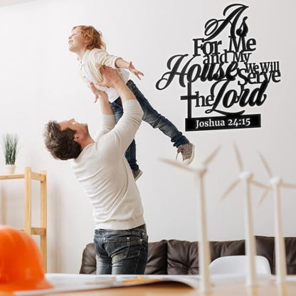 Metal Christian Wall Decor As for me and My House We Will Serve the Lord 16.5 x12.5 Inch Religious Wall Sign Scripture Black Bible Verses Family Wall Art Holy Wall Hanging Decoration for Home Inspirational Jesus Wall Plaque for Kitchen Bathroom Bedroom Ha