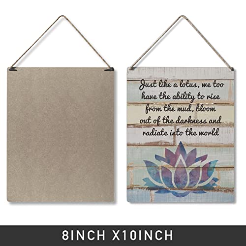 Qious Inspirational Gift Signs Just Like a Lotus We Too Have the Ability to Rise Wooden Hanging Sign Rustic Wall Art Home Decoration 10 x 8 Inches… - color: wetoo