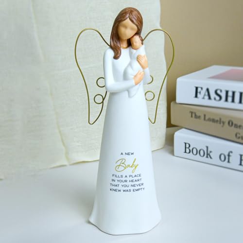 Ceramic Angel Figurines for New Mom Gift Angel Statue for Women A Gift to Celebrate Mother and Child Remembrance Gift Thanksgiving and Home Decor (Baby Angel) - color: Baby Angel