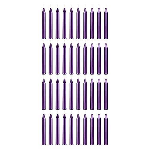 Mega Candles Unscented Mini Taper Chime Spell Candles 40 Count 4" x 1/2" - color: Metallic Dark Purple, size: 40 Pieces