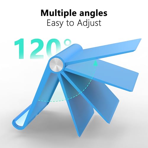 Cell Phone Foldable Stand for Desk, Portable Cell Phone Holder, Adjustable Tablet Dock, Office Desk Accessories for iPhone 17 16 15 14 13 Pro Max Air, Galaxy S25, S24, Blue&Blue - color: Blue&Blue