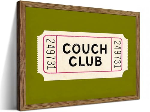 LBTZEVIR Couch Club Ticket Vintage Canvas Wall Art Retro Green 12x16in - color: Couch Club Ticket, size: 16"L x 12"W