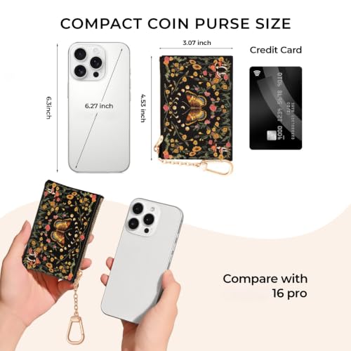Butterfly Moon Keychain Coin Purse for Women, Small Change Pouch - color: Butterfly Moon