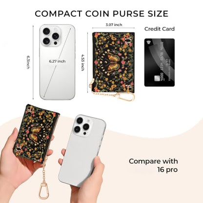 Butterfly Moon Keychain Coin Purse for Women, Small Change Pouch - color: Butterfly Moon