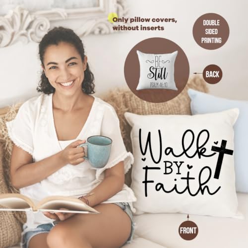 Inspirational Christian Gifts Throw Pillow Covers Bible Pillow Covers 18x18 - color: Faith01