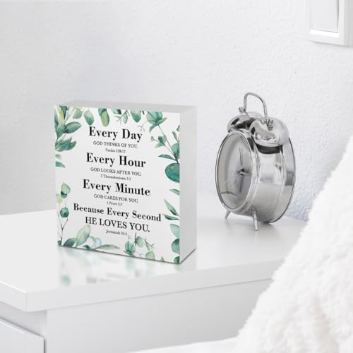 Inspirational Christian Office Supplies Desk Decor White Wooden Box Sign - color: White0386