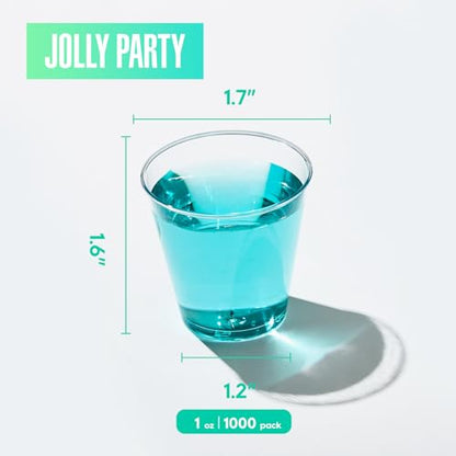 JOLLY PARTY 1 OZ 1000Pack Plastic Shot Glasses Disposable Cups Tasting Cups