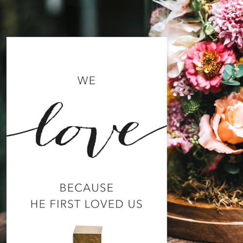 Andaz Press Unframed Black White Wall Art Decor Poster Print, Bible Verses, We love because he first loved us. 1 John 4:19, 1-Pack, Christian Wedding Couple New Home - color: 1 John 4:19