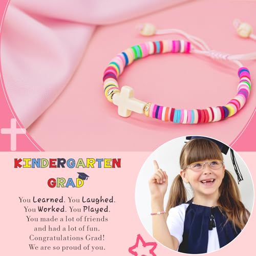 Cute Cross Bracelet Teen Girl Gifts Trendy Stuff Christian Gifts for Kids/Girls/Boys/Teens/Women Jewelry Colorful Jesus Bracelets Christmas Religious Communion Baptism Confirmation Gifts - color: 2-Kindergarten Graduation