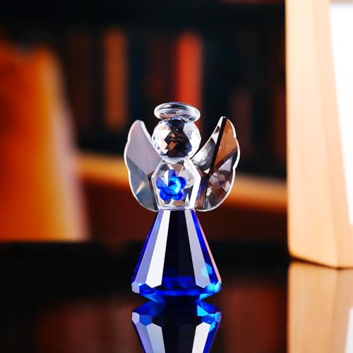 YWHL Blue Crystal Guardian Angel Gift for Women, Christmas Angel Figurine - color: Blue