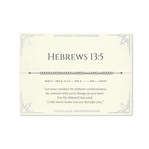 Loved Creations Morse Code Bracelets for Women, Christian Bible Verse Bracelets, Scripture S925 Sterling Silver Inspirational Faith Jewelry, Religious Gifts for Women - color: Hebrews 13:5