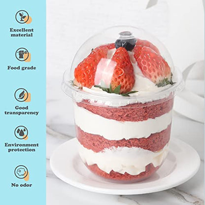 12oz Disposable Clear Plastic Cups with Lids ,25 Pack Dessert for Parfait Ice Cream Fruit Iced Cold Drinks Wedding Thanksgiving Halloween Christmas Party (No Hole), 50 Count (Pack of 1)