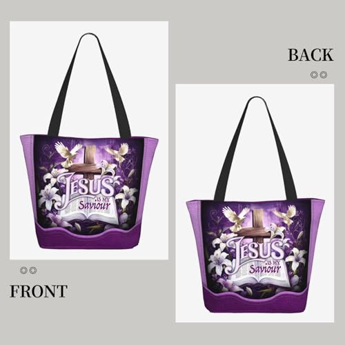 Tote Bag For Women, Tote Bag With Zipper Large Shoulder Bag For Women Travel, Work, Office, College, Nursing - color: Jesus