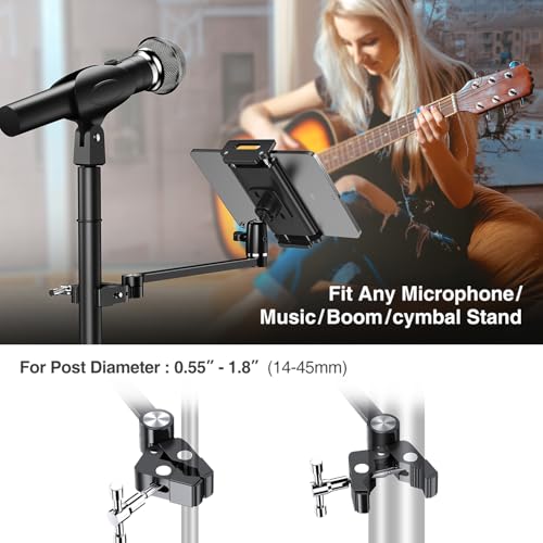 elitehood 12in Long Arm iPad Mic Stand Mount for Microphone Music Stand - size: 12in Arm
