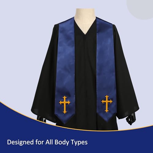 Clergy Stole & Choir Stole with Embroidered 60/72" - color: Navy Blue, size: 72 inch