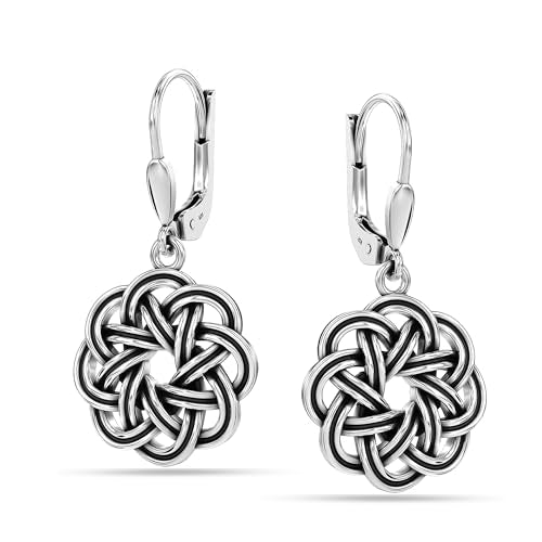 LeCalla 925 Sterling Silver Leverback Drop Dangle Earrings for Women | Lightweight Celtic-Knot Filigree Heart Teardrop Dangle Earring | Vintage Inspired Jewelry Gifts for Women - color: Leverback-01