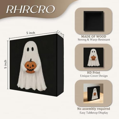 Halloween Ghost Decor Wooden Box Sign - color: Fall-15